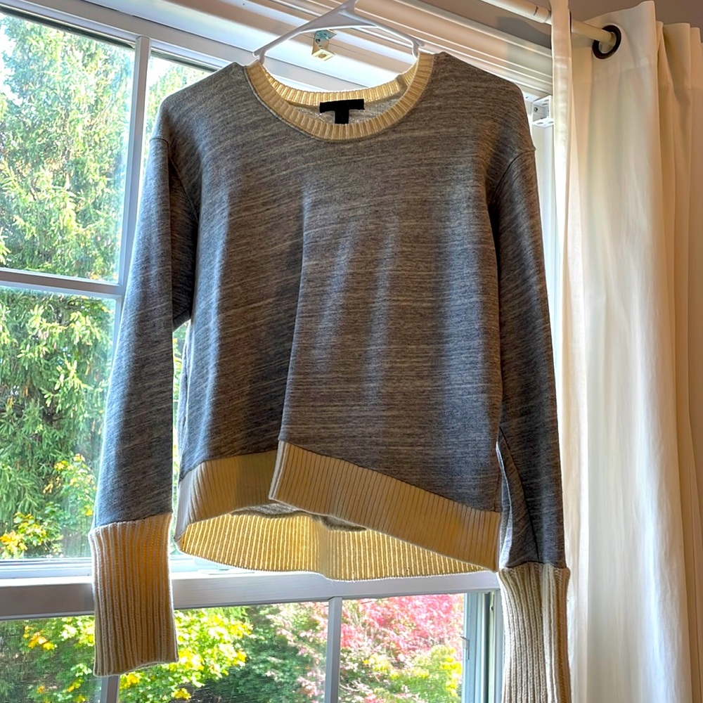 J Crew cropped sweatshirt with sweater borders